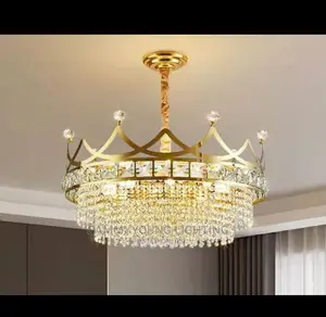 Modern Luxury Crystal Gold Mounted Chandelier Light