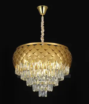 Modern Ceiling Mounted Crystal Dropping Chandelier Light.