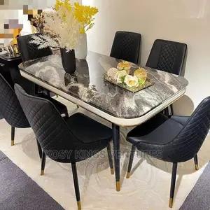 Latest Marble Dinning Table With Six Leather Chairs