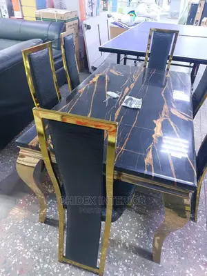 Gold Marble Dining Table 6chiar