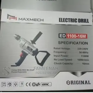 1100w 16mm Maxmech Electric Drill and Paint Mixer With Rod