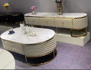 Luxurious Royal Marble Top TV Stand With Centre Table