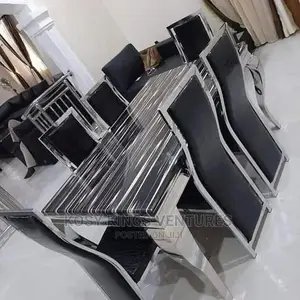High Quality Marble Top Dinning Set With Six Leather Chairs