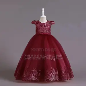 Wine Red Sequence Ball Gown
