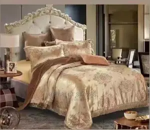 Moonstar London GOLD 4pcs Jacquard KING Duvet + Fitted Sheet