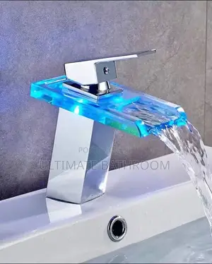 Square Led Glass Waterfall Basin Mixer