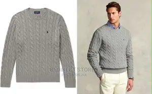 Polo Ralph Lauren Grey Men's Cable Knit Long Sleeve Sweater