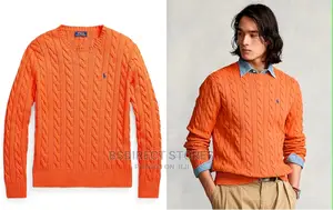 Polo Ralph Lauren Orange Mens Cable Knit Long Sleeve Sweater