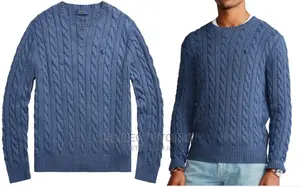 Polo Ralph Lauren BLUE Men's Cable Knit Long Sleeve Sweater