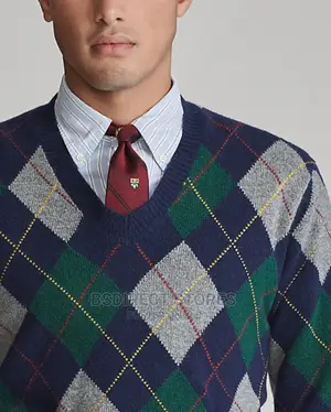 Polo Ralph Lauren Aviator Navy Argyle Wool- Cashmere Sweater