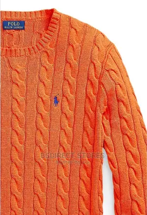 Polo Ralph Lauren Orange Mens Cable Knit Long Sleeve Sweater