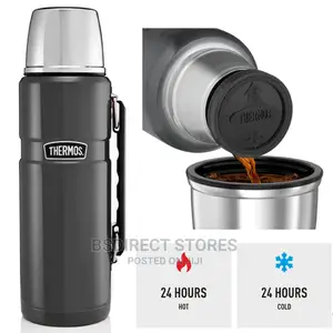 Thermos Gun Metal 1.2L King Stainless Steel Flask Vacuum