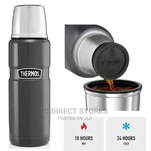 Thermos GUN METAL Stainless Steel King Drink Flask, 470ml