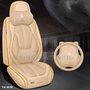 Car Leather Seat Cover Milk Orange Line