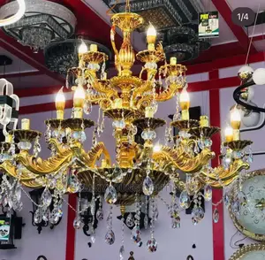 Luxury Ceiling Mounted Crystal Dropping Chandelier Light.