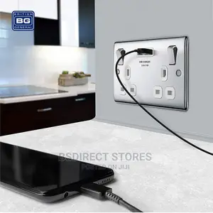 BG Raised Edge Polished Chrome USB Double Socket Screwless