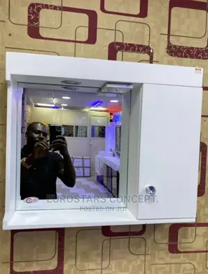 White Mirror With Light an Socket
