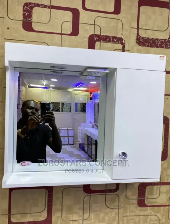 White Mirror With Light an Socket