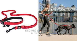Ezydog RED Road Runner Lengthy Handsfree Zeroshock Dog Leash