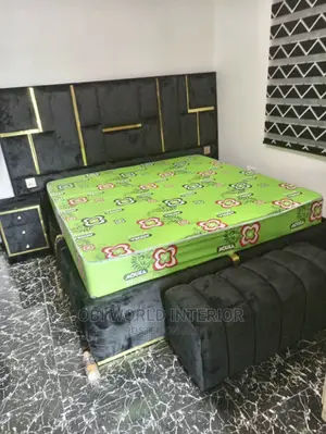 Quality 6by6 Bed Frame With Side Drawers, Ottoman