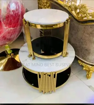 Golden Marble Center Table and Side Stool