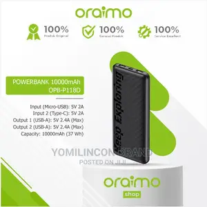 Oraimo Opb-P118d 10000mah Power Bank - Black