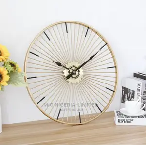 Circle Metallic Wall Golden Black Design Wall Clock