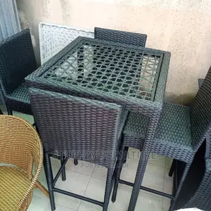 Rathan Outdoor Basket 4 Bar Chairs With Table