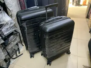 Set of 2 Black Quality Imported Plastic Traveling Luggage