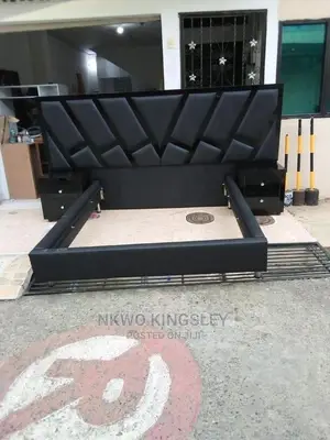 Luxury High Back Rest Padded Bedframe With Side Drawers.