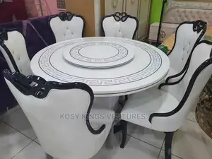 Luxurious Round Versace Marble Dinning Set With Six Seater