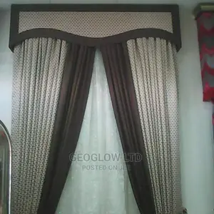Brown and Cream Curtain With Board