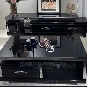 Black Shiny Tv Stand and Center Table Set