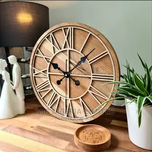 Wooden Wall Clock Morden Decorative Clock Brown 60cmx60cm