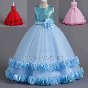 Sky Blue, Pink Ceronial Ball Gown
