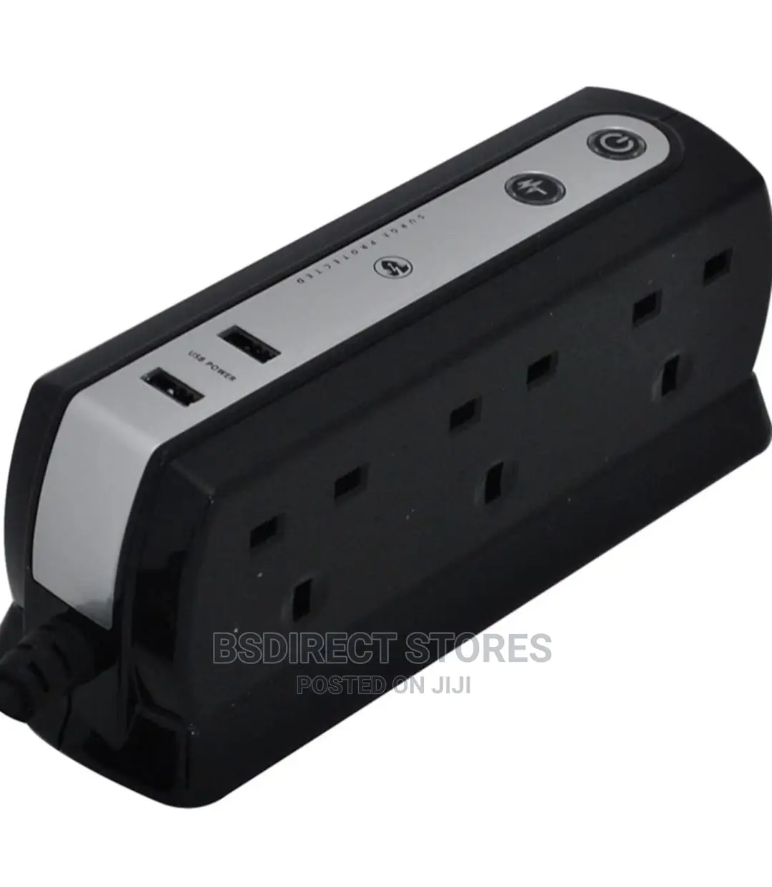 Masterplug BLACK Six Socket Extension Lead With USB - 1m