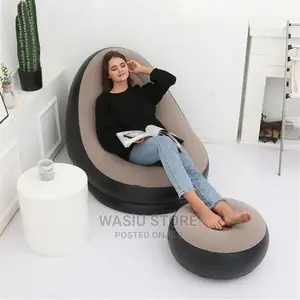 Inflatable Air Chair With Foot Rest For Home And Outdoor