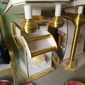 Modern Church Pulpit Made With Wood And Chrome
