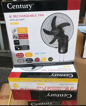 16" Century Wall Mount Rechargeable Fan With Four Blade
