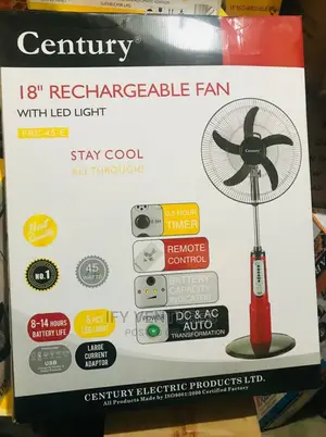 18" Century Rechargeable Fan With Five Blade