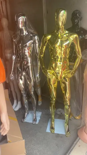 Gold and Silver Chrome Faceless Male Mannequins Full Body