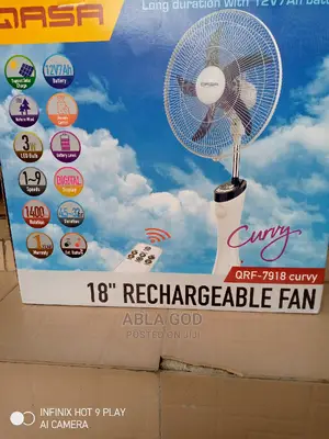 QASA 18 Inches Rechargeable Fan,