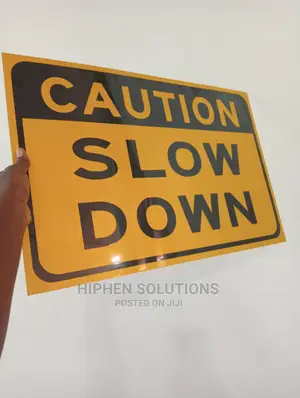 Caution Slow Down Sign, Includes Holes