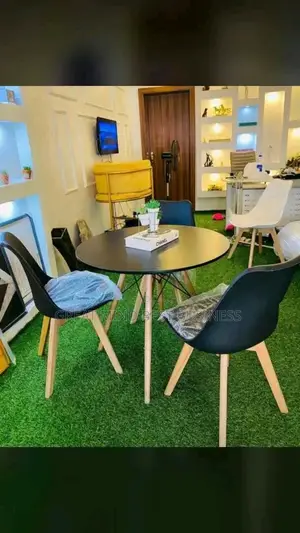 Wooden Legs Table and 3 Chairs