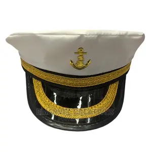 Boat Ship Sailor Captain Pirates Cap (White, Black)