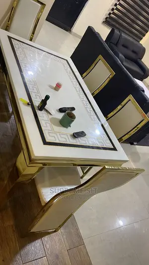 Golden Plated Marble Dining Set