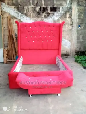 Modern 4.5 X 6ft High Back Rest Padded Bedframe.