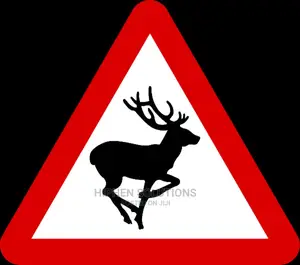 Wild Animals Yellow Road Sign