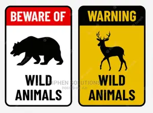 Wild Animals Warning Road Traffic Street Sign