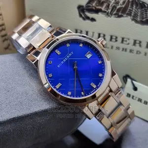 Original BURVERRY Blue Dial Gold Steel Available in Store